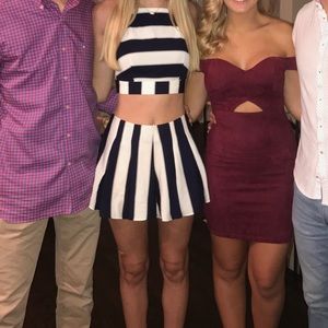 Navy white two piece set